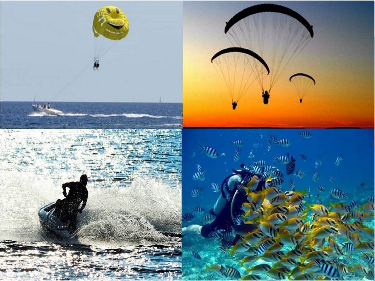 parapente, parachute ascensionnel, jet ski, plongée